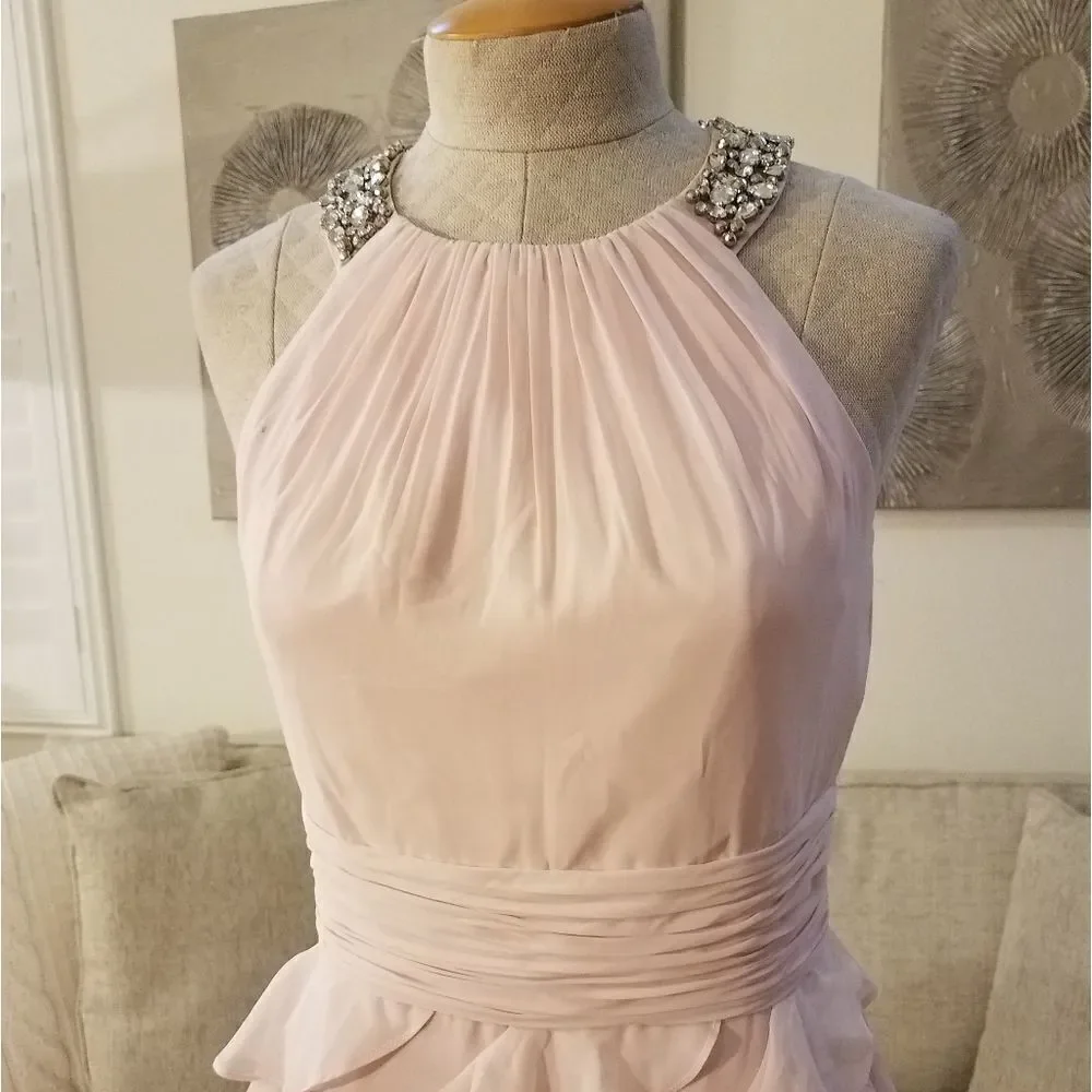Eliza J Embellished Ruffle Chiffon Gown sz 6 - Picture 4 of 8